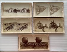 BOER WAR 5 STEREOVIEWS LORD ROBERTS BADEN-POWELL SOUTH AFRICA BALLOON CORPS 1901