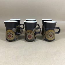 Denby Arabesque Rare 1960's Replacement Set of 6 Coffee Cups