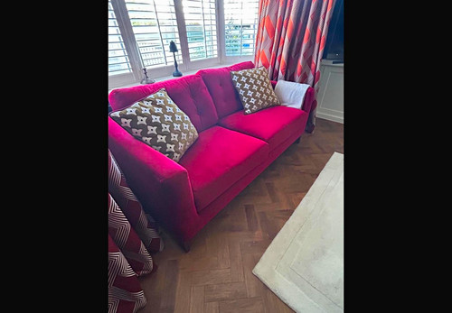 John lewis red velvet seater - john,