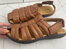 Clarks Soft tread Tan Brown Leather  Fisherman Walking Sandals Mens UK Size 9 G