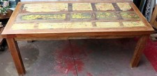 Dining Table Industrial Style in Recycled Multicolor Teak Wood from Boats