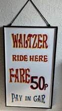 WALTZER, HAND CARVED & PAINTED SIGN, Vintage Funfair Circus Fairground