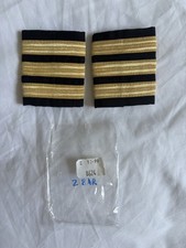 2x Professional Pilot Epaulettes with Gold Nylon Stripes Decor 3 Stripes