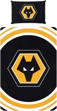 Official Wolverhampton Wanderers FC Wolves Single Duvet Bedding Set reversible