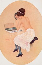 Raphael Kirchner, Painted by Herself Vintage Reproduction Postcard