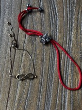 Silver Dragon bracelet On Red Cord ~Slide Knot To Close ~UK Seller ~ Adjustable 