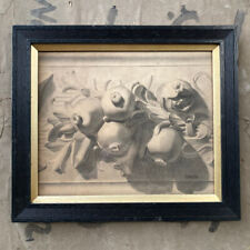 Antique Edwardian Plasterwork Study Drawing Architectural Detail Classical Art