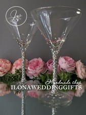 Swarovski Crystal Personalized Wedding Toast Flutes Margarita Bling Sparkle Gift