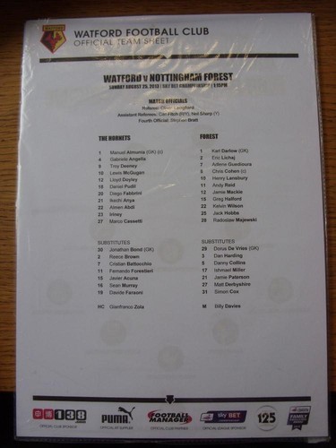 2013 colour teamsheet - 25/08/2013,