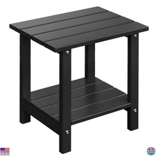 Stylish 16.6" Adirondack Outdoor Side Table - 2-Tier HDPE Plastic for Garden,