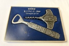 Vintage Konge Tinn Norwegian Pewter Bottle Opener & Corkscrew Boxed Set