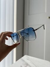 Blue sunglasses silver frame Pilot