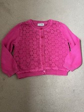 Next Girl Age 3-4 Cerise Pink Crochet Flower Cardigan