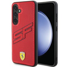 Phone Case Galaxy S24 Plus Ferrari Faux Leather Red Logo Metal