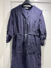Indigo Purple Nomads Cotton Corduroy Shirt Dress With Waist Tie Size 10