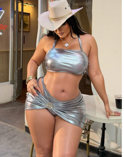 Sexy silver piece bikini - 3,