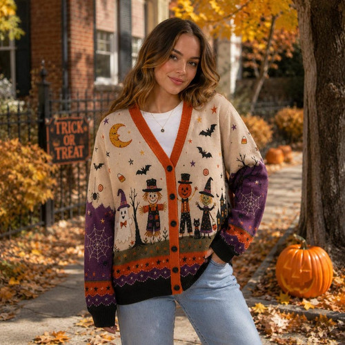 Vintage halloween cardigan - halloween,