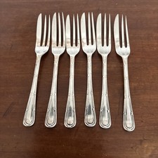 Set Of 6 Epns Ribbon & Now Cake Forks