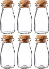 Danmu Art 100ml Mini Glass Jars with Cork Stoppers Milk Glass Bottles Small