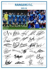 11892. 2025-26 Glasgow Rangers Signed Team Photo Sheet (PRINTED AUTOGRAPH - A4)