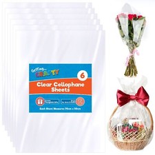 6-12pk Clear Cellophane Sheets 70 x 50cm Florist Hamper Gift Wrap Wrapping Paper