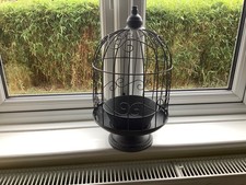 Decorative large dark grey metal birdcage plant holder