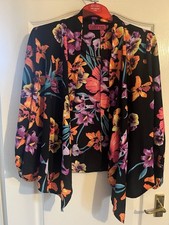 Boohoo Black Floral Open (no Closure) Cardigan. Size Medium