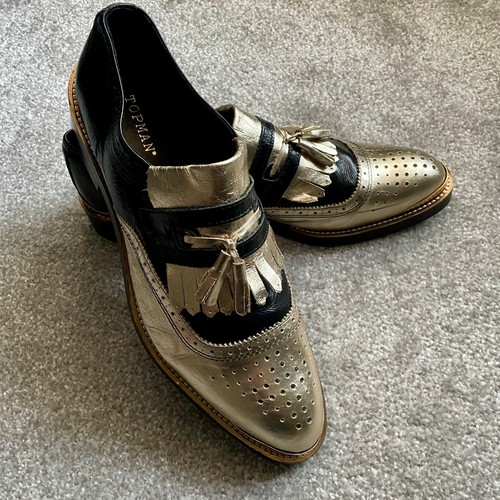 Topman black gold brogues - black,