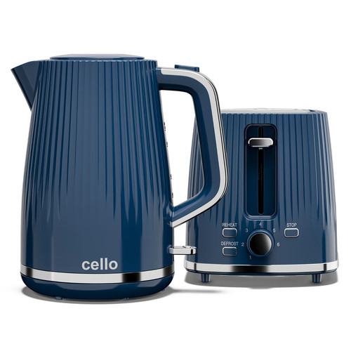 Cello blue kettle and - blue, toaster
