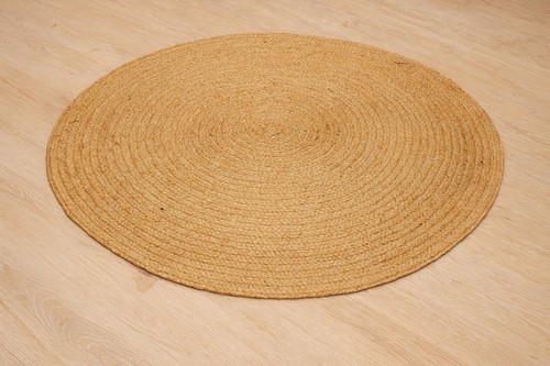 Jute rug round hand - jute, braided