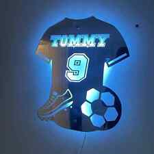 Personalised LED Football Shirt Mirror Light – Custom Name & Number Sign