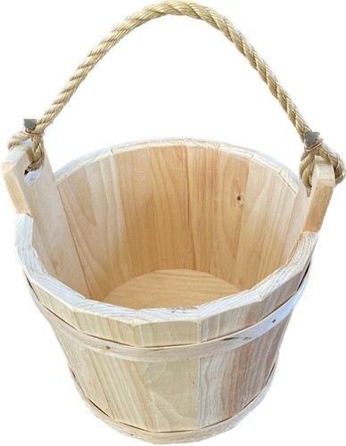 Wooden bucket with - bucket, 12"