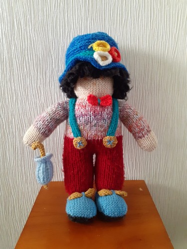 Hand knitted scarecrow - knitted,
