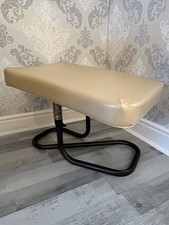 Vintage Mid Century Automatic RESTALEG Beige Vinyl Footstool - Made in England 