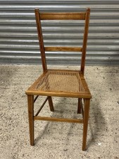 Antique Edwardian Cane Seat String Inlaid Occasional Side Hall Chair