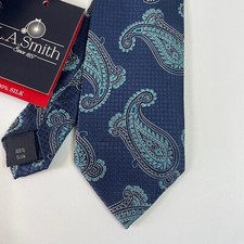 BNWT Lloyd Attree & Smith pure silk tie blue paisley