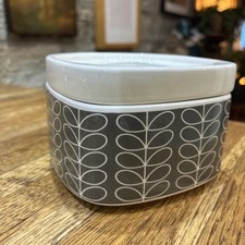 Orla Kiely Grey Stem Ceramic Square Pot With Lid