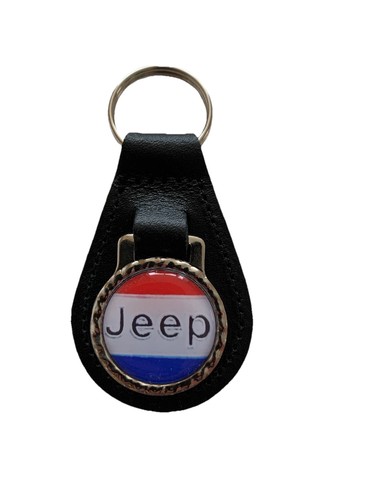 Black leather keyring fob - black,