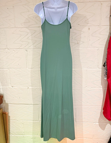 Zara green satin maxi slip - satin,