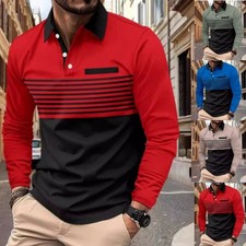 Mens Long Sleeve Polo Shirts Golf Polo for Men T-Shirt Men's Casual Polos UK