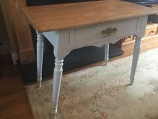 Vintage wooden hall table or desk - unusual style with splayed legs