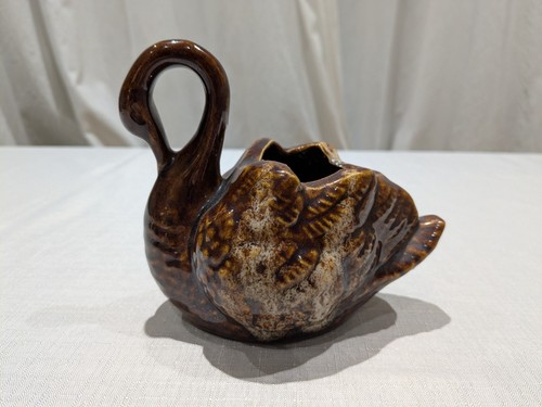 Vintage ceramic swan - , plant