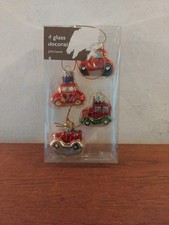 JOHN LEWIS GLASS CHRISTMAS TREE DECORATIONS X4  CARS