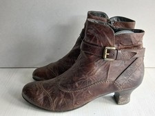 PaulGreen Ladies Brown Leather Zip &Buckle Strap Ankle Boots Shoe. UK(4)(37)-B11