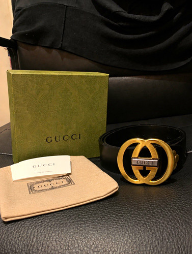 Gucci mens black leather belt - mens,