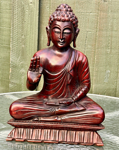 Hand carved wooden buddha - carved,