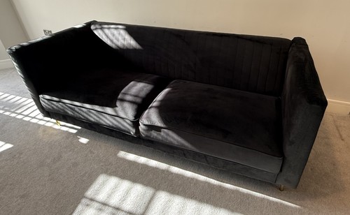 Black velvet sofa bed - sofa,