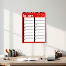 2026 Wall Calendar Slim Calender, A4 Large Month to View Planner, Easy View
