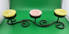 New Gothic Style Cast Iron Bronze Effect Metal 3 Arm Tea Light Holder 12” Wide
