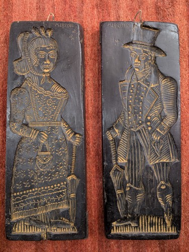 Pair large antique wax - large,